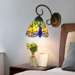 Applique murale led style tiffany avec interrupteur � tirette vintage tiffany avec base en m�tal antique ...