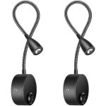 Applique murale liseuse led 2 pack - lampe chevet � col de cygne, 3w, 3000k blanc chaud - lumi�re de ...