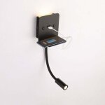 Andyou - applique murale + liseuse led 3w + 6w avec port usb - noir