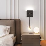 Tuserxln - applique murale + liseuse led 3w + 6w avec port usb - noir Tuserxln - applique murale + liseuse led 3w + 6w avec port usb - noir