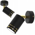 Applique murale mobile noire et dor�e � led gu10, spot polonais avec r�flecteur