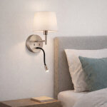 Applique murale nickel mat liseuse abat - jour blanc mathy