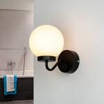 Applique murale noire avec interrupteur ip44 abat - jour sph�rique - noir, blanc