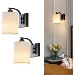 Applique murale noire � piles rechargeables, ensemble de 2 pi�ces avec t�l�commande applique murale � ...