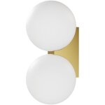 Applique murale obi laiton satin� avec double verre opalin, ip44 salle de bain, 2x g9 (ampoules non incluses) ...
