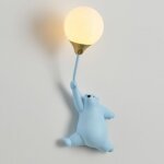 Applique murale ours et ballon pour chambre d?enfant, luminaire mural f�erique g9 led, c�bl�e et s�curis�e, ...