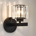 Applique murale r�tro en cristal, lampe murale moderne en cristal noir e27, appliques murales pour chevet ...