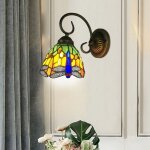 Applique murale r�tro tiffany, applique led, lampe libellule en verre, luminaires d�coratifs
