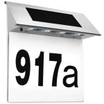 Applique murale solaire d'ext�rieur � led en acier inoxydable avec num�ro de maison 4 et autocollants ...