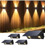 Applique murale solaire d'extrieur, lumire blanche chaude, 1500 mah, tanche ip67, 4 pices, pour clture ...