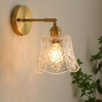 Applique murale � t�te tournante en verre sculpt� transparent avec lumi�re chaude 4wled, lampe d�corative ...