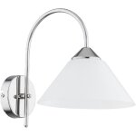 Applique murale en verre chrom�, abat - jour conique blanc pour salon, couloir, 1xe27 15w taper alfa