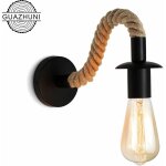 Applique murale vintage en corde de chanvre , applique murale industri id�al , e27 luminaire, ampoule ...