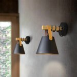 Applique murale vintage r�tro e27 noir industriel �clairage mural int�rieur en bois cuir plastique pour ...