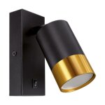 Applique orientable avec interrupteur noir et or pour ampoule gu10 - silamp