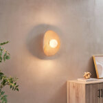 Applique ou plafonnier en c�ramique textur�e et verre blanc - niria