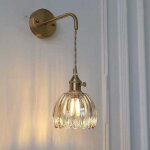 Applique r�tro avec abat - jour en verre dor� clair, lustre en laiton 220v avec cha�ne r�glable de 70cm, ...