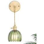 Applique r�tro verte 220v avec abat - jour en verre, applique en laiton r�glable par cha�ne 70cm, applique ...