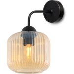 Applique riffle noire 1 pl abat - jour miel cylindre e27