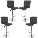 Lot de 4 tabouret de bar avec dossier, rotation à 360 degrés, sans accoudoirs, noir et blanc - aqrau Lot de 4 tabouret de bar avec dossier, rotation à 360 degrés, sans accoudoirs, noir et blanc - aqrau