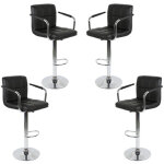 Aqrau - 4 tabouret de bar réglable rembourré noir à six compartiments avec accoudoirs Aqrau - 4 tabouret de bar réglable rembourré noir à six compartiments avec accoudoirs
