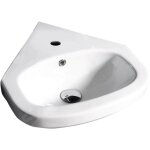 Creavit - aqualine vitroya - lavabo d'angle 46x46 cm, avec trop - plein, trou pour robinet, blanc vt145 ...