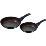 Aquamarine set de poles  frire induction 22 - 26cm aluminium antiadhsif marbre sans pfoa bleu marine ...