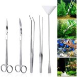 Aquarium aquascaping kit 5 en 1 inox aquarium tank plante aquatique outils ensembles pinces ciseaux spatule. ...