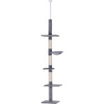 Pawhut ? arbre � chat poteau � griffer 5 niveaux h230 - 260 cm ? panneaux de particules p2 ? rev�tement ...