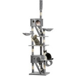 Arbre � chat du sol au plafond pour chats d'int�rieur, 240, 260 cm, hauteur r�glable, gris clair