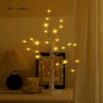 Arbre lumineux led blanc chaud en forme de bouleau, 1 pi�ce, 60 cm, pour int�rieur, avec 24 led