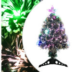 Arbre de no�l pr� - �clair� vert et blanc 64 cm fibre optique vidaxl