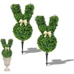 Arbres topiaires artificiels en forme de lapin de p�ques avec piquet ? lapin de 55 cm en buis artificiel ...
