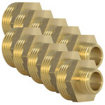 Arcanaute - lot de 10 mamelons laiton r�duit m�le / m�le 3 / 4' - 1 / 2' (20 / 27 - 15 / 21)
