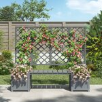 Arche de jardin avec banc et 2 grandes jardini�res - 169x42x145 cm - treillis pour plantes grimpantes ...