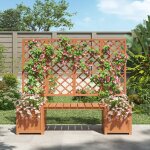 Arche de jardin avec banc et 2 grandes jardini�res - 169x42x145 cm - treillis pour plantes grimpantes ...