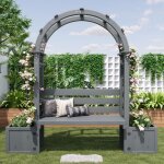 Arche de jardin en bois massif avec porte et 2 jardini�res ? support pour plantes grimpantes, tonnelle ...