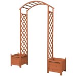 Melko - arche de rosier 179 x 206cm en bois arche de jardin avec 2 pots de fleurs aide � l'escalade demi ...