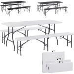 Arebos - ensemble de table de camping pliante aspect rotin tente  bire banc en rotin optique pour 6 ...