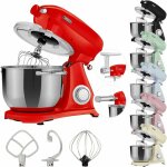 Arebos - robot p�tissier professionnel 1800w retro rouge faible bruit robot de cuisine multifonction ...