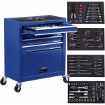 Arebos - servante d'atelier 4 compartiments avec 81 pi�ces d'outils chariot � outils �quip� frein de ...