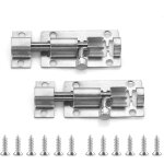 (argent, 2 pouces) lot de 2 serrures de porte en acier inoxydable, p�ne dormant coulissant robuste, petite ...