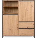 Argonauta - buffet haut 2 portes 120x40x139 cm ch�ne et anthracite - sylon