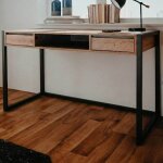 Argonauta - bureau 2 tiroirs 1 niche 120x60x75 cm ch�ne et anthracite - sylon