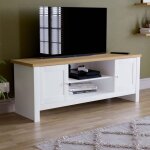 Arlington meuble tv 2 portes, meuble de rangement h 49 x l 128 x p 39 cm, blanc Arlington meuble tv 2 portes, meuble de rangement h 49 x l 128 x p 39 cm, blanc