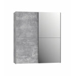 Meubletmoi - armoire 2 portes coulissantes 5 tablettes béton gris miroir - jeik Meubletmoi - armoire 2 portes coulissantes 5 tablettes béton gris miroir - jeik