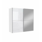 Meubletmoi - armoire 2 portes coulissantes 5 tablettes blanc laqué miroir - jeik Meubletmoi - armoire 2 portes coulissantes 5 tablettes blanc laqué miroir - jeik
