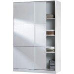 Armoire de 2 portes coulissantes coloris blanc - 120 cm (longueur) x 200 cm (hauteur) x 50 cm (profondeur) ...