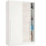 Armoire avec 2 portes coulissantes coloris blanc artic / blanc poli - hauteur 200 x longueur 120 x profondeur ...