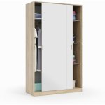 Armoire de 2 portes coulissantes coloris blanc / chne canadien - 120 cm (longueur) x 200 cm (hauteur) ...